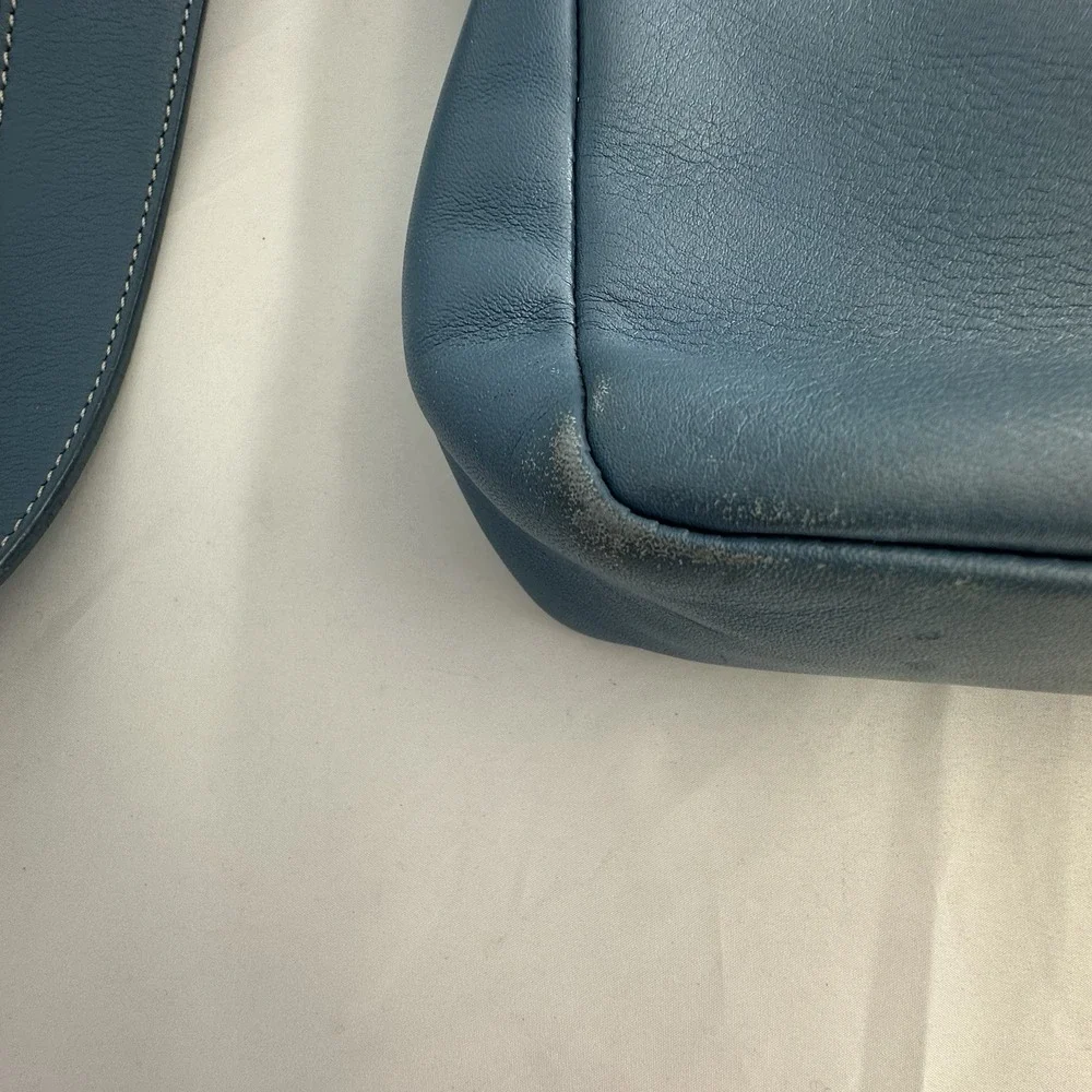Coach Vintage Legacy Blue Leather Saddle Studio Flap Crossbody Bag 9335